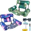 Inflatable Pool Lounge Chairs - 2 Pack Adjustable Floating Pool Chairs for Adults, Comfortable Water Hammock with Soft Fabric, Perfect for Pool Parties, Beach, and Lake Fun