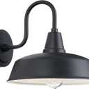16in Large Outdoor Barn Lights Black Exterior Gooseneck Lighting Wall Mount with White Interior, 1 Pack Outside Farmhouse Porch Wall Light Over Garage Gooseneck Wall Sconce for Patio, House