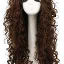 karlery Women's Fluffy Curly Dark Brown wig Halloween Cosplay Wig Anime Costume Party Wig