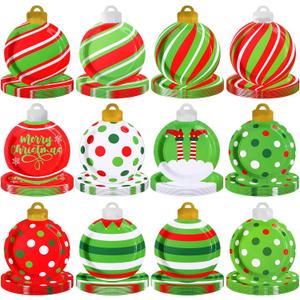 Zhehao 120 Pcs 9 Inch Christmas Disposable Dessert Plates Bulk Christmas Ornaments Ball Paper Plates Dinnerware Tableware Xmas Party Supplies for Holiday Dinner Gathering Decoration