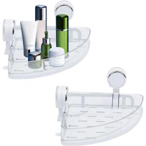 Shower Caddy 2 Pack,Bathroom Shelves,Powerful Suction Cup Corner Shower Shelf,Bathroom Organizers and Storage Baskets with Drainage Bottom,No Drilling Wall Bath Decor & Accessories,Soap Holder,White
