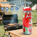 4 Pack Soda Can Lids with Straw, 4 Color Can Covers for Soda with Reusable BPA-Free, Can Lid Built w/ 3 Sizes Fits for S/M/L Sizes, Can Lids Soda w/Straw Brush Cans for Seltzer, Beer, Juice, Seltzer