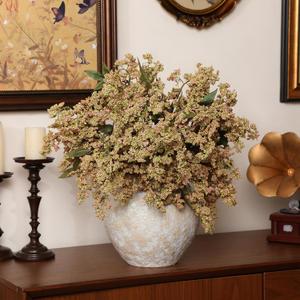 Zeyune 3 Pcs Spring Green Faux Berry Stem Realistic Sedum Stem Spray Artificial Flowers Picks Branches Fake for Wedding Holiday Seasonal Farmhouse Mantel Harvest DIY Home Decorations (35 Inch)