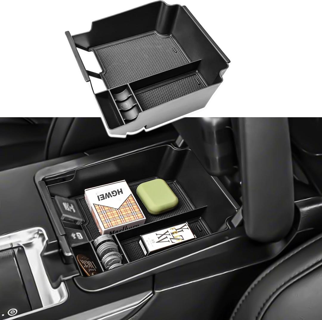 Center Console Organizer Compatible with 2022 2023 2024 Acura MDX Interior Accessories Armrest Storage Box Insert Secondary Tray Container (Not for 2025 MDX), Black Trim