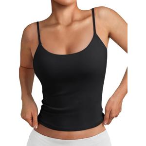 Trendy Queen Women's Spaghetti Strap Tank Top Summer Double Lined Workout Camisole Going Out Cute Tops Y2k Teen Girl Basic. Size M