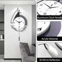 Decorative Wall Clock for Living Room, Creative Silent Non Ticking Modern Wall Clocks with Pendulum, Battery Operated, Large Wall Clock for Living Room, Kitchen, Bedroom (Black White, 31.5x15.7inch)