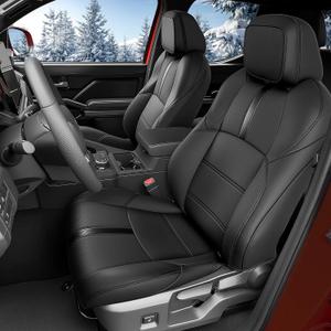 DiffCar for Toyota Tacoma Seat Covers 2024 2025 2026(Gas Only), Full Set Faux Nappa Leather Truck Accessories for Tacoma Double Cab 4th Gen, Car Pickup Seat Protector Custom Fit Front Rear Seat,Black