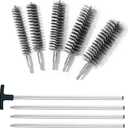 50 in Pipe Cleaning Brush Set with Stainless Steel Bristles, 5X Wire Brush with 4X Galvanized Flexible Rods, Stainless Steel Pipe Brush for Rust Polish,Tubes,Auto Parts Cleaning