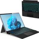 Surface Pro Keyboard, Wireless Type Cover for Microsoft Surface Pro 11/10/9/8/X 13 inch, Ultra-Slim Portable Magnetic Bluetooth Keyboard with 7 Color Backlit, Pen Holder, Trackpad, Auto Wake up/Sleep (Black)