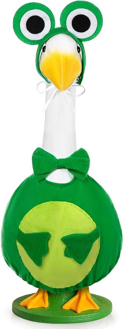 JcHrmers Frog Porch Goose Outfit Spring Goose Outfits Summer Yard Goose Clothes Fits 23" Cement Plastic Goose Statue for Spring Summer Outdoor Garden Yard Patio Lawn Art Decor