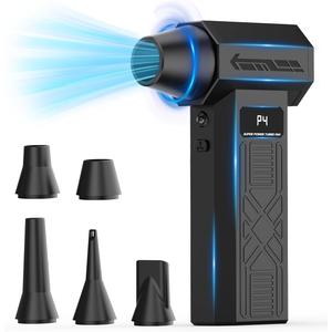 Compressed Air Duster,280000 RPM Electric Air Blower,Cordless Keyboard Cleaner with 5 Nozzles & 4 Speed Modes,Fast Charging for PC,Camera,Car and Home Cleaning