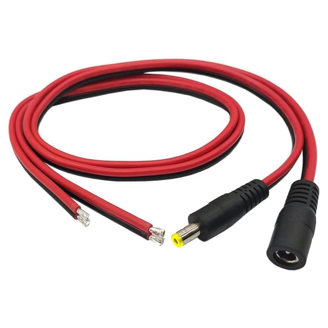 (Real 18AWG) 1 Pairs 12V 5A DC Power Pigtail Barrel Plug Connector Cable, 2.1mm x 5.5mm Male Female DC Pigtail Connectors for CCTV Security Camera and 12V Power Supply Adapter (1 Male+1 Female)