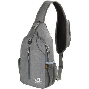 WATERFLY Crossbody Sling Backpack Sling Bag Travel Hiking Chest Bags Daypack (Dark gray)