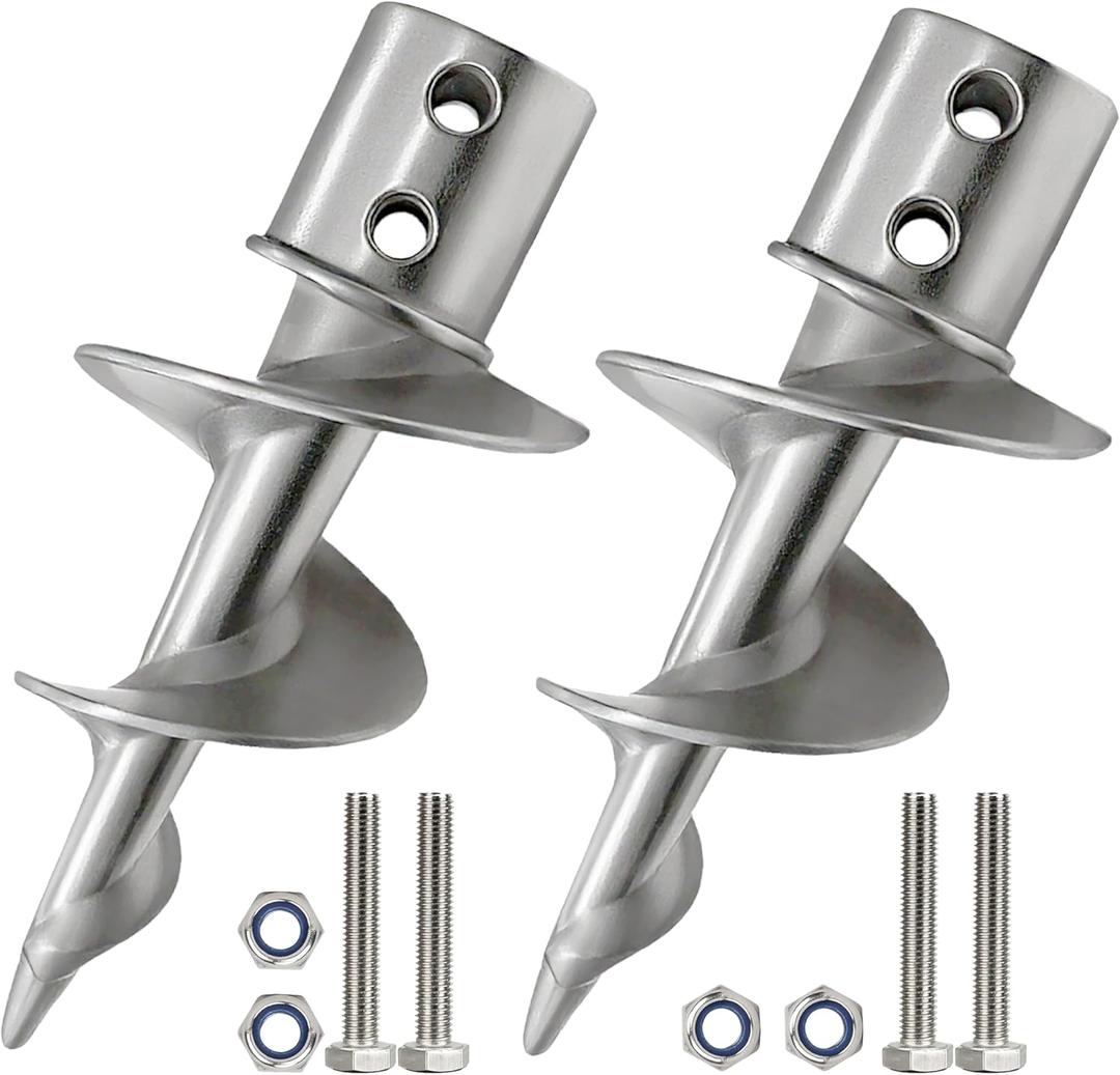 Dock Auger Kit, 1 Pack/ 2 Pack 304 Stainless Steel Dock Sand Auger Anchors for Making Floating Dock Post Auger, Fits 1.5'' Schedule 40 PVC (ID 1.57'') & ID 1.6" Stainless Steel/Aluminum Pipe