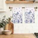 3 x Nanstone Spring Summer Kitchen Towels 18x26 Inch Set of 2,Blue and White Floral Dish Towel Hand Towels for Dinning