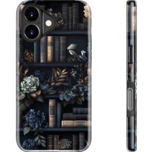 MERRO for iPhone 17 Case - Wireless Charging Compatible - Dual-Layer Hard Shell & Silicone Cover - Protective Phone Case with Cute Wildflower Designs for Women - Vintage Floral Library