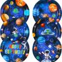 Funnymoom 60 Pcs Outer Space Birthday Party Supplies 7 Inch Solar System Paper Plates Astronaut Dessert Plates Space Theme Party dishes for Birthday Baby Shower Decorations