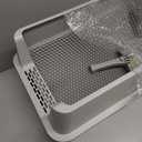 Stainless Steel Litter Box, Large Metal Litter Box with Lid, XL Steel Litter Boxes for Adult/Big Cat, Anti-Urine Leakage,Easy Cleaning, No Smell, Non-Stick, Includes Scooper and Mat
