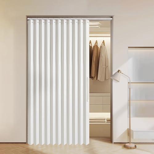 MIULEE Accordion Folding Door Curtains for Doorways, Laundry Room Curtains for Doorway, Room Divider for Open Closet and Bedroom, White, W52 x L78 inches, 1 Panel