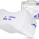 Cushion Lab Extra Dense Orthopedic Knee Pillow for Back Pain Relief, Leg Pain, Hip, Pregnancy, Sciatica & Joint Pain - Memory Foam Wedge Pillow Contour (Medium)