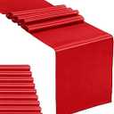 10-Pack Satin Table Runner Light Gold 12 x 108 inches Long, Table Runners for Wedding, Birthday Parties, Banquets Decorations10 Pack, 12x108 Inch, Red