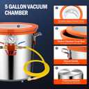 VTG VOGTEN 5 Gallon Vacuum Chamber with Tempered Glass Lid,304 Stainless Steel Degassing Chamber for Stabilizing Wood, Degassing Resin, Silicone and Epoxies