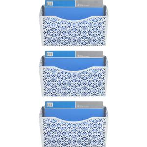 EasyPAG 3 Pack Hollow Design Wall-Mounted File Organizer - Heavy Duty Metal, Vertical Space Saving, Letter Size Single Pocket Holder for Office, Home, School, White