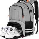 Gym Backpack For Men Women, Backpack for Men with Shoe Compartment, Water Resistant Workout Sports Bag Fit 15.6 Inch Laptop, Gym, Sports, Camping, Hiking, Grey