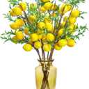 Patelai 10 Pieces Artificial Lemon Branches Yellow Fake Vivid Lemon Decorations Farmhouse Style Table Centerpiece Stem Fruits for Vase Kitchen Party Home Spring Summer Decor, 23.62 Inches