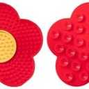 QWINEE Lick Mat for Dogs Cats Flower Shaped Pet Slow Feeder Dog Cat Puppy Bowl Lick Pad for Dog Fun Alternative to Slow Down Eat for Small Medium Large Dogs Red One-Size