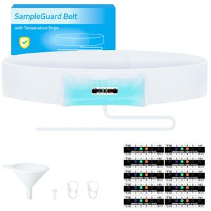 Urine Test Complete Kit  2 oz to 4 oz Sample Bag on Belt, 43.3 Hi-Stretch and Comfortable Concealed Belt, Urine Test Thermometer Stickers and Silicone Funnel, Sample Guard Belt