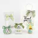 AIMUDI 5 Colors Sage Green Bows 4.5" Satin Bows with Twist Ties Green Bow for Gift Wrapping Crafts Treat Bags Baskets Cake Pop Premade Bow for Wedding Baby Shower Birthday Party Decoration, 50 PCs