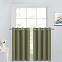 Yakamok Window Treatment Kitchen Drapes - Plain Solid Grommet Top Short Curtains for Kitchen Window(52Wx36L, Sage, 2 Panels)