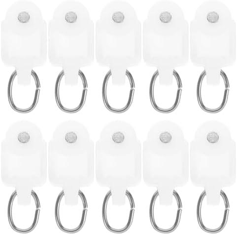 SEWACC 50pcs Curtain Track Rollers Curtain Rail Pulleys Runners Ceiling Curtain Track Hooks White Plastic Drapery Rail Gliders Curtain Rail Accessories