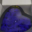 Forever Blue Roses in a Box Heart Shaped 16 Preserved Flowers for Delivery Grade A Quality 100% Real Immortal Flower Eternal Birthday for Her Mom Women Wife Girlfriends (Heart-Blue)