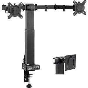 TOPSKY Adjustable Electric Monitor Desk Mount Fits Up to Dual 32 Inches 19.8lbs or Single 49 Inches 33lbs Computer Screens, Adjustable Swivel, Tilt, Rotate, VESA 75x75mm or 100x100mm MMT00.01 (Black)