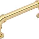 Richelieu Hardware BP2209128160 Steampunk Collection 5 1/16-inch (128 mm) Center-to-Center Satin Brass Vintage Round Cabinet and Drawer Pull Handle for Kitchen, Bathroom, and Furniture