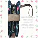 Cute Floral Waterproof Coated Oxford Cloth Women Wallet with Wrist Strap, Ladies Purse with ID Window, Zipper Coin Pocket & 11 Card Slots (Black Flower)
