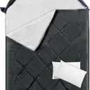 ShinHye Double Sleeping Bag for Adults with 2 Pillows, Camping Sleeping Bags Flannel Cotton 2 Person Sleeping Bags XXL Queen Size Sleeping Bag for Cold Weather (Black&Gray1)