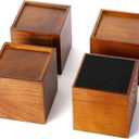 4 Inch Solid Wood Bed Furniture Risers Set of 4, Walnut Color Square Heavy Duty Couch Lifters Brown Wooden Furniture Risers Blocks for Bed Frame, Sofa, Chair, Table, Cabinet, and More
