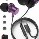 Jiunai USB C Earbuds for iPhone 16e Type C Wired Headphones with Mic In Ear Magnetic S M L Ear Tip Noise Isolation Volume Control Corded USB C Earphones for iPhone 16 Pro Max iPad Pro M4 Air M2 Purple