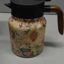 Vintage Floral Pattern Tea Pots  Built-in Infuser,Vintage Floral Teapot with Built In Infuser Stainless Steel Thermal Carafe with Lid for Hot Drinks,Pink(Wooden handle,35oz)