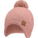 Baby Beanie Winter Hat 6-36 Months - Cute Pom Winter Baby Hats with Earflaps, Soft & Stretchy Knit Toddler Beanies for Infant, Newborn 6-36 Months Boys, Girls, Cozy, Warm Fall Essentials (Tea Rose, M)