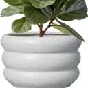 SQOWL Ceramic Planter Pot 13.5 Inch - Plant Pot Indoor with Drainage Hole Large Flower Pot Outdoor Modern Planter House Plant Pot for Office Front Door Porch Decor White (13 Inch)