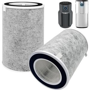 2 Pack HP302 HP201 Replacement Filter Compatible with Shark HP201 HP302 HP301 HP202 HP232 HC502 AP1000 Air Purifier MAX,H13 True HEPA,Compare Part # HE2FKBAS, HE2FKBASMB