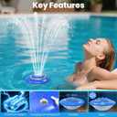 Floating Pool Fountain with Lights Show, 9 Pool Light Modes and 3 Fountain Modes with Remote for Inground Above Ground Pool, Upgraded Rechargeable Pool Fountains with Anchor-1 PC