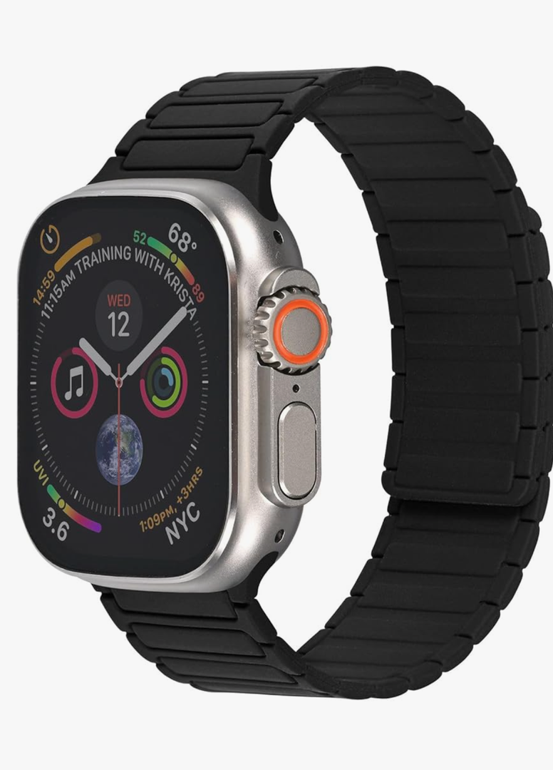 Magnetic Silicone Watch Band Compatible with Apple Watch 49mm 46mm 45mm 44mm 42mm 41mm 40mm 38mm, Sporty Strap for iWatch Series 11 10 9 8 7 6 5 4 3 2 1 Ultra SE