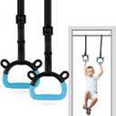 EXQ Home Kids Gymnastic Rings Pull up Rings for Chlidren Exercise,Indoor Gym Ring,Kids Gymnastics Rings with Adjustable Straps,Load Bearing 220lb(NO Bar) (Blue-1)