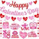 Galentines Day Decorations, Galentines Day Party Supplies includes Glitter Happy Galentines Day Banner Heart Garland and XOXO Hanging Swirls, Girl Lady Galentines Day Decorations for Office Home (Red and Pink)