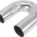 Motoforti 76mm/3" OD 180 Degree U-Bend Tube T304 Stainless Steel Mandrel Exhaust Pipe DIY Custom Car Modified Exhaust Pipe Tubing Piping 200mm/7.87" Leg Length Silver Tone